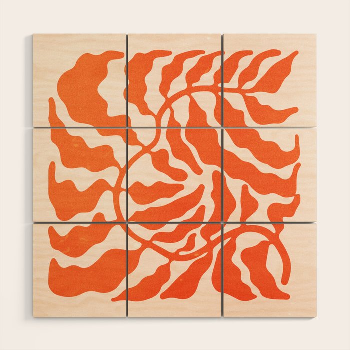 Funky Fern: Orange Peach Edition Wood Wall Art Gallery Image 1