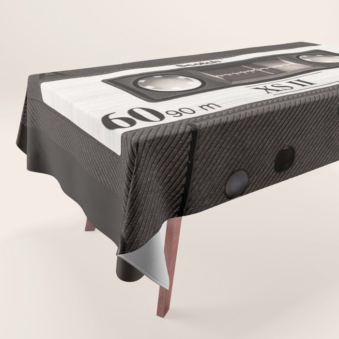 Cassette Tape Black And White #decor #society6 #buyart Tablecloth Gallery Image 1