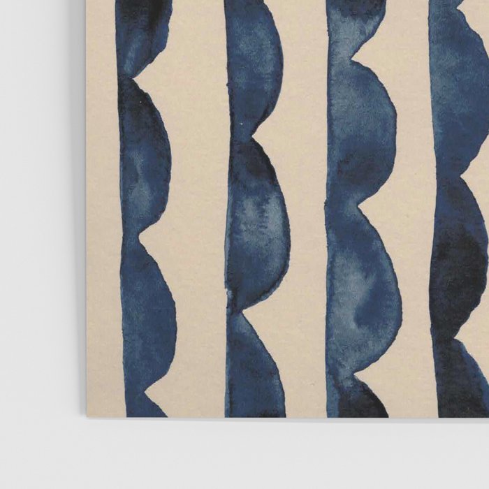 Thin Scalloped Line in indigo watercolor blue Poster Gallery Image 3