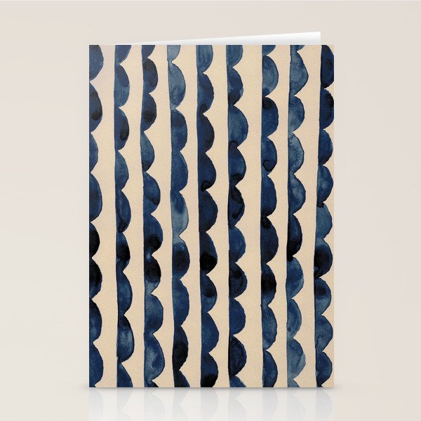 Thin Scalloped Line in indigo watercolor blue Stationery Card Gallery Image 2