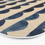 Thin Scalloped Line in indigo watercolor blue Bath Mat Gallery Image 3