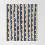 Thin Scalloped Line in indigo watercolor blue Throw Blanket Gallery Image 2