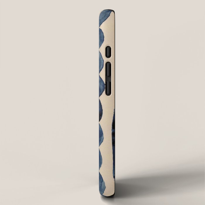 Thin Scalloped Line in indigo watercolor blue iPhone Case Gallery Image 2