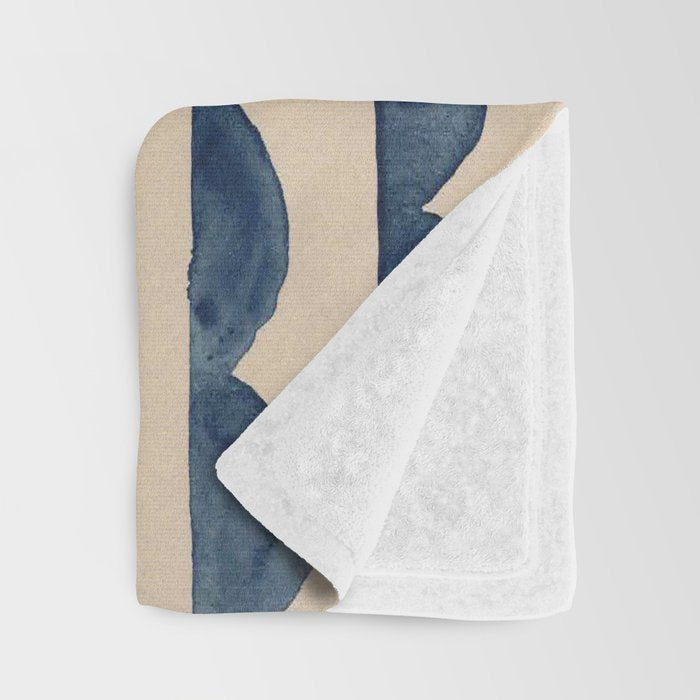Thin Scalloped Line in indigo watercolor blue Throw Blanket Gallery Image 3