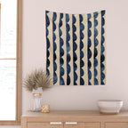 Thin Scalloped Line in indigo watercolor blue Wall Tapestry Gallery Image 2