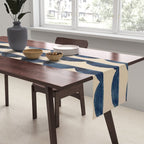 Thin Scalloped Line in indigo watercolor blue Table Runner Gallery Image 2