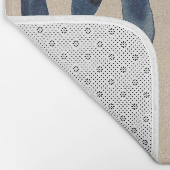 Thin Scalloped Line in indigo watercolor blue Bath Mat Gallery Image 2