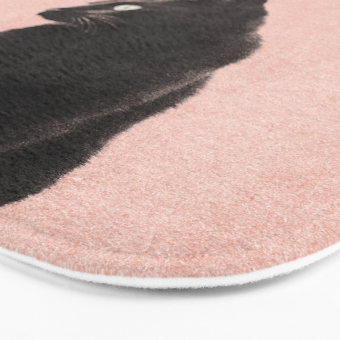 MINIMAL ANIMAL / Black Cat - peach Bath Mat Gallery Image 3