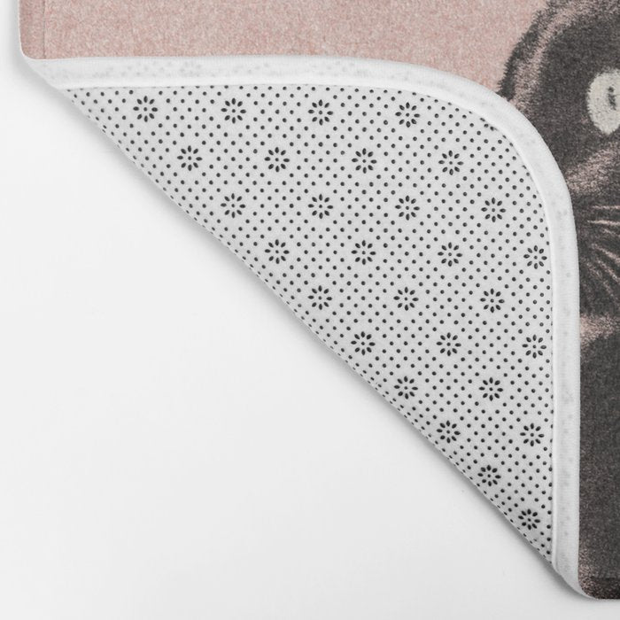 MINIMAL ANIMAL / Black Cat - peach Bath Mat Gallery Image 2