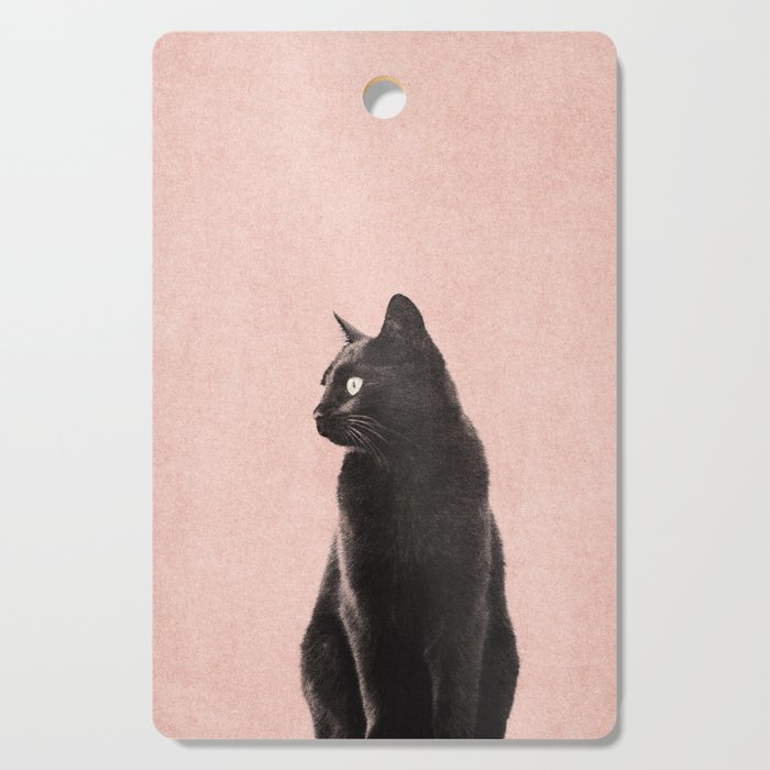 MINIMAL ANIMAL / Black Cat - peach Cutting Board Gallery Image 1
