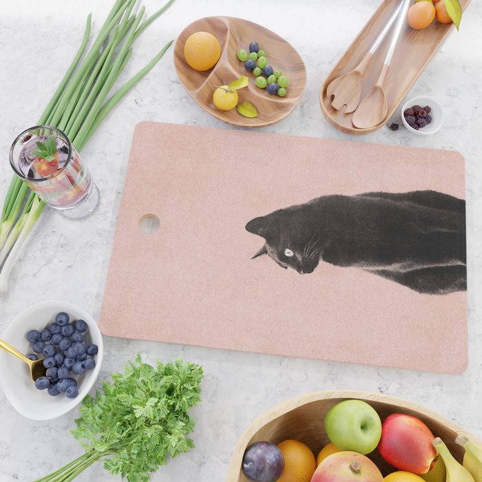 MINIMAL ANIMAL / Black Cat - peach Cutting Board Gallery Image 2