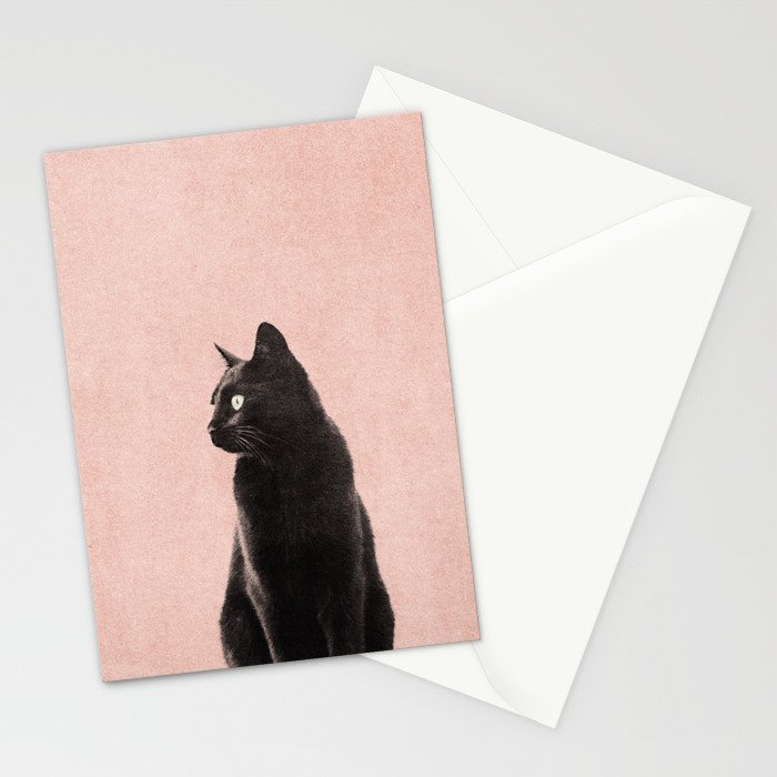 MINIMAL ANIMAL / Black Cat - peach Stationery Card Gallery Image 2
