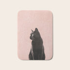 MINIMAL ANIMAL / Black Cat - peach Bath Mat Gallery Image 1
