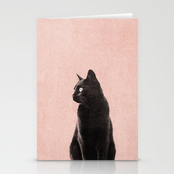 MINIMAL ANIMAL / Black Cat - peach Stationery Card Gallery Image 2
