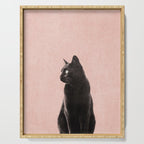 MINIMAL ANIMAL / Black Cat - peach Serving Tray Gallery Image 1
