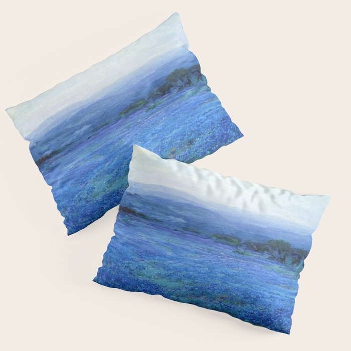 Bluebonnet Panoramic Landscape in Twilight painting by Robert Julian Onderdonk Pillow Sham Gallery Image 1