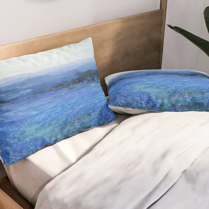 Bluebonnet Panoramic Landscape in Twilight painting by Robert Julian Onderdonk Pillow Sham Gallery Image 2