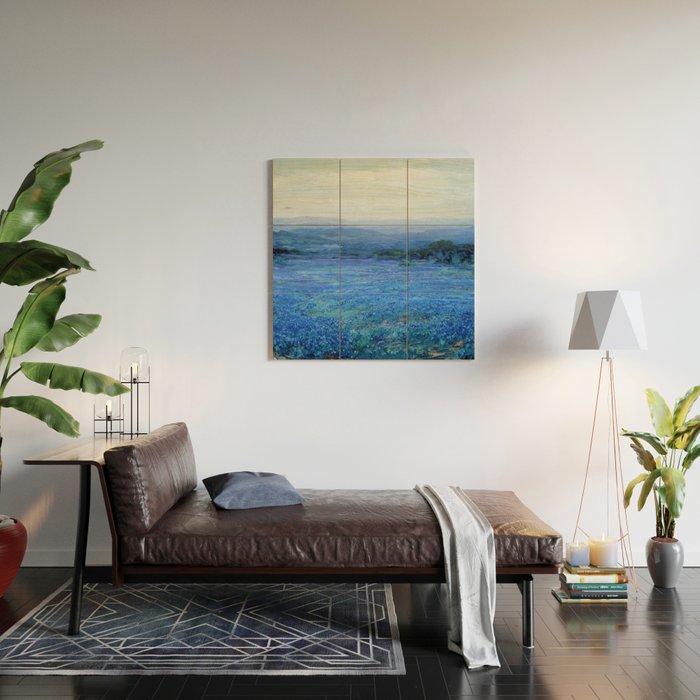 Bluebonnet Panoramic Landscape in Twilight painting by Robert Julian Onderdonk Wood Wall Art Gallery Image 2