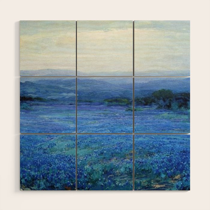 Bluebonnet Panoramic Landscape in Twilight painting by Robert Julian Onderdonk Wood Wall Art Gallery Image 1