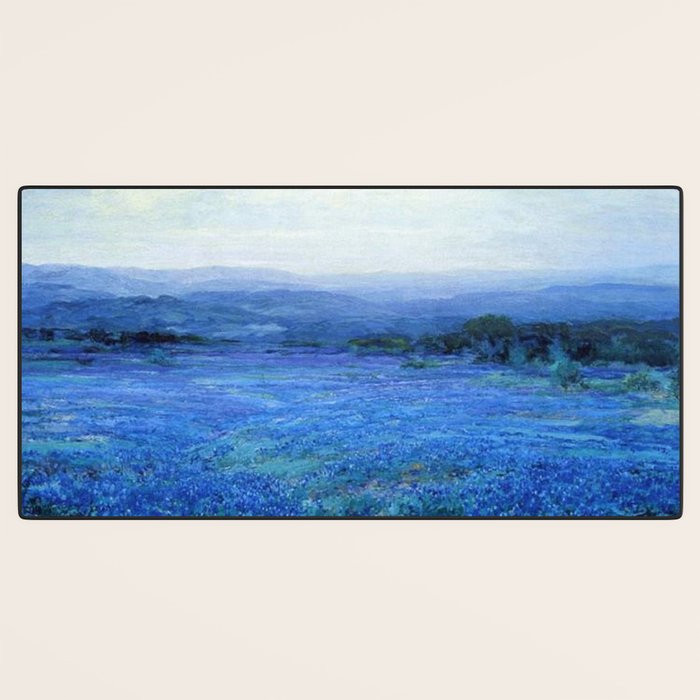Bluebonnet Panoramic Landscape in Twilight painting by Robert Julian Onderdonk Desk Mat Gallery Image 3