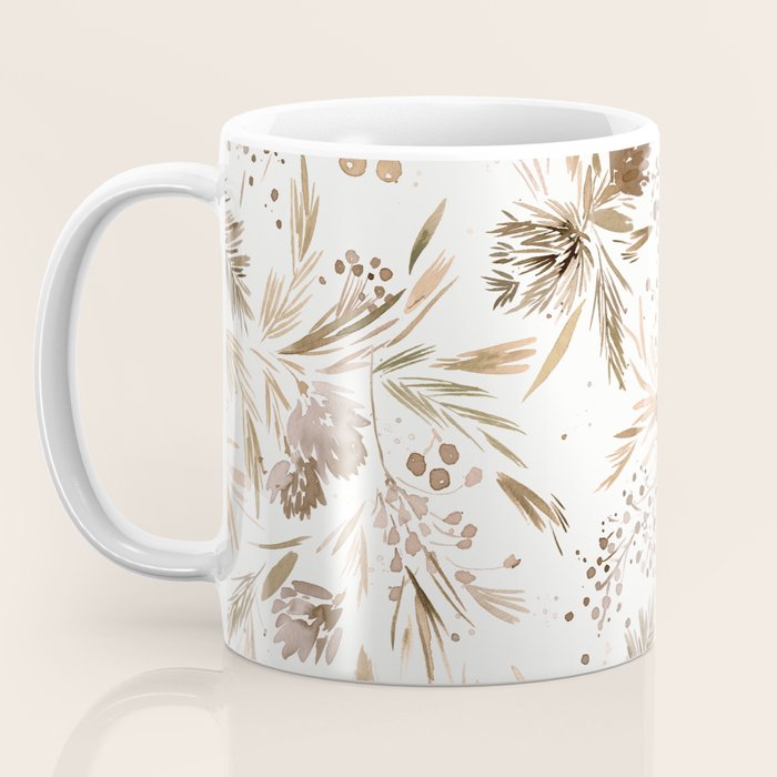 Festive floral Botanical watercolor Rustic gold Coffee Mug Gallery Image 3