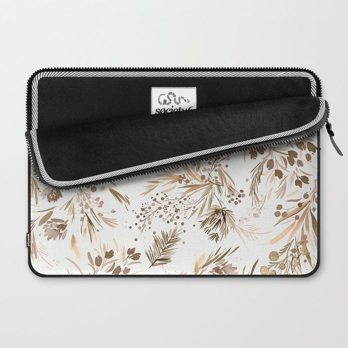 Festive floral Botanical watercolor Rustic gold Laptop Sleeve Gallery Image 2
