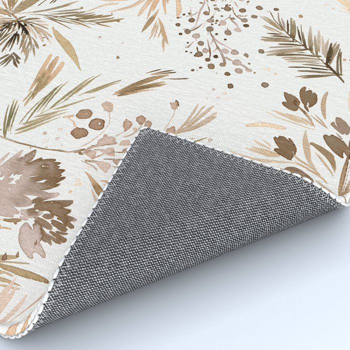 Festive floral Botanical watercolor Rustic gold Rug Gallery Image 4