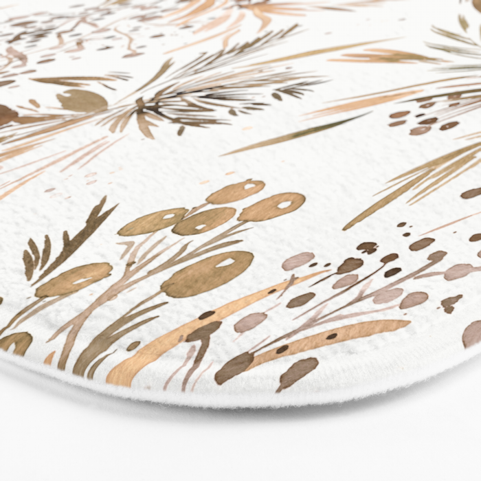 Festive floral Botanical watercolor Rustic gold Bath Mat Gallery Image 3