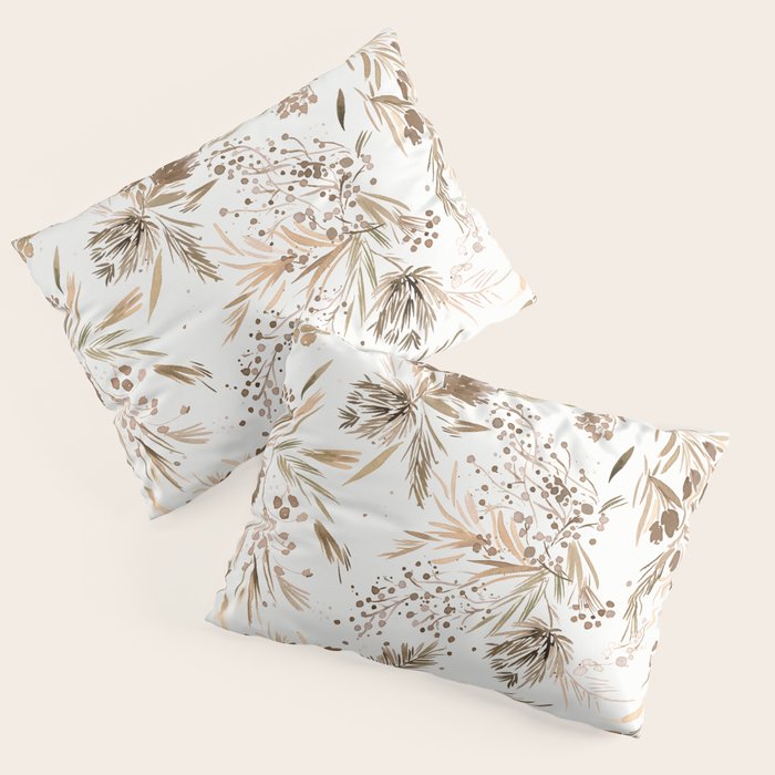 Festive floral Botanical watercolor Rustic gold Pillow Sham Gallery Image 3