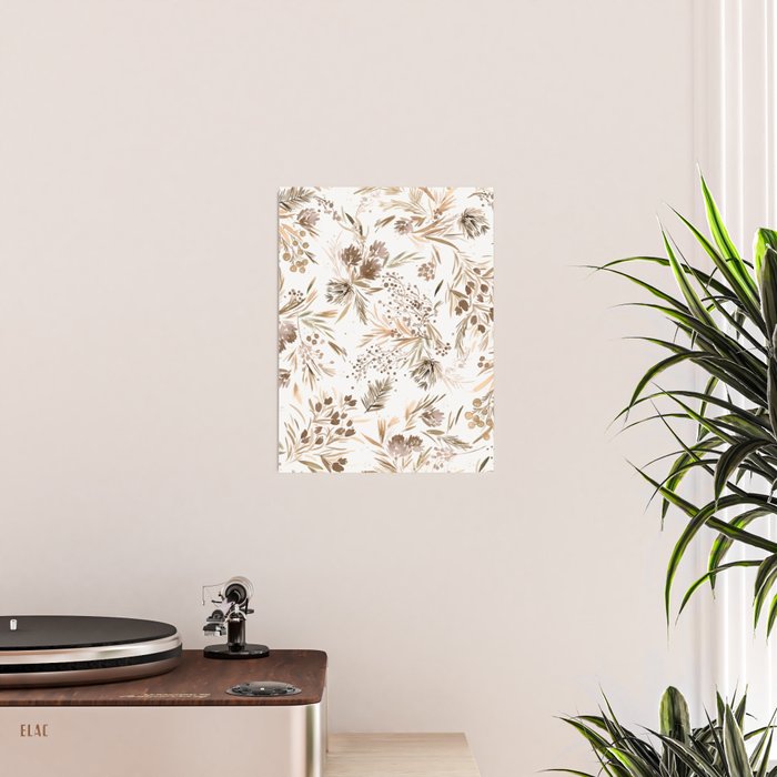 Festive floral Botanical watercolor Rustic gold Poster Gallery Image 2