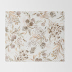 Festive floral Botanical watercolor Rustic gold Throw Blanket Gallery Image 2