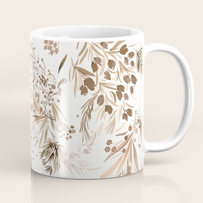 Festive floral Botanical watercolor Rustic gold Coffee Mug Gallery Image 1