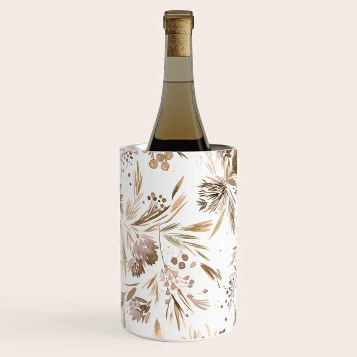 Festive floral Botanical watercolor Rustic gold Wine Chiller Gallery Image 2