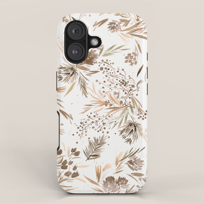 Festive floral Botanical watercolor Rustic gold iPhone Case Gallery Image 1