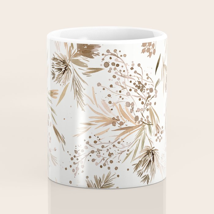 Festive floral Botanical watercolor Rustic gold Coffee Mug Gallery Image 4
