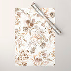 Festive floral Botanical watercolor Rustic gold Wrapping Paper Gallery Image 1
