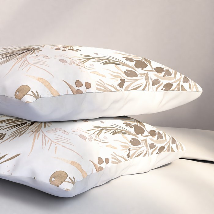 Festive floral Botanical watercolor Rustic gold Pillow Sham Gallery Image 3