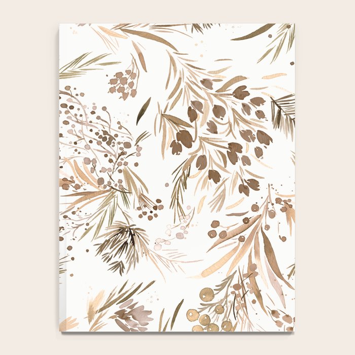Festive floral Botanical watercolor Rustic gold Notebook Gallery Image 4