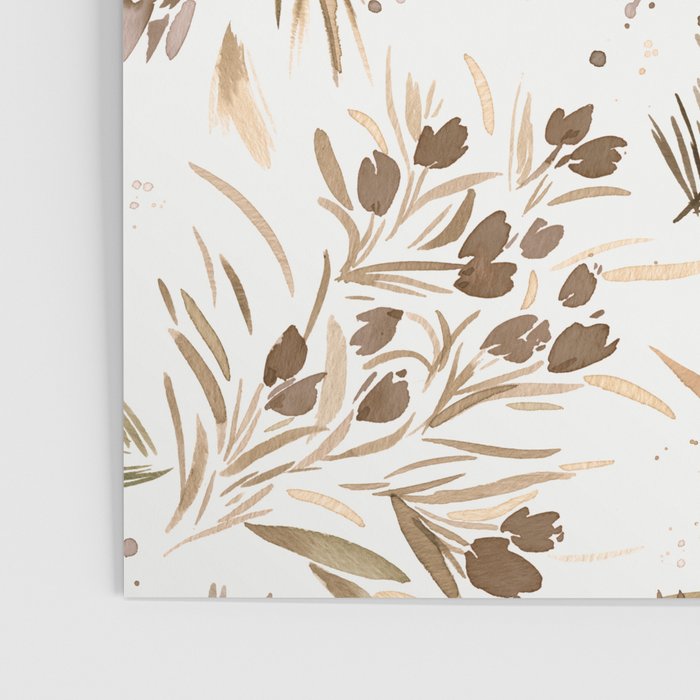 Festive floral Botanical watercolor Rustic gold Poster Gallery Image 3