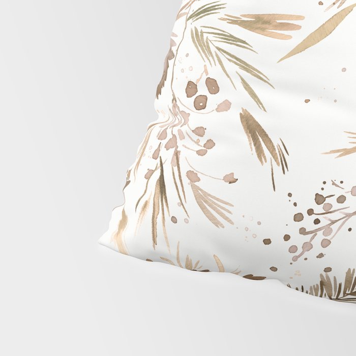Festive floral Botanical watercolor Rustic gold Pillow Sham Gallery Image 4