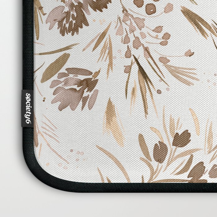 Festive floral Botanical watercolor Rustic gold Laptop Sleeve Gallery Image 3
