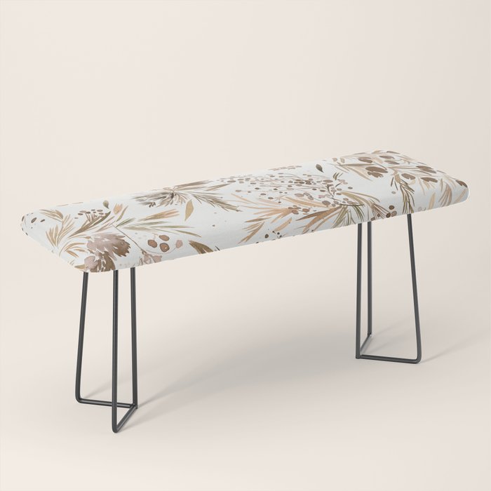 Festive floral Botanical watercolor Rustic gold Bench Gallery Image 1