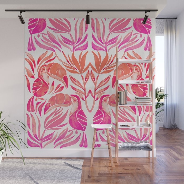 Tropical Toucans - Pink OmbrÃ© Palette Wall Mural Gallery Image 1