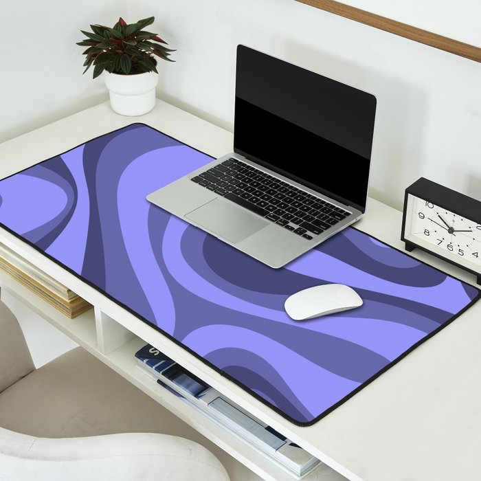 Mod Swirl Retro Abstract Pattern in Periwinkle Purple Tones Desk Mat Gallery Image 2