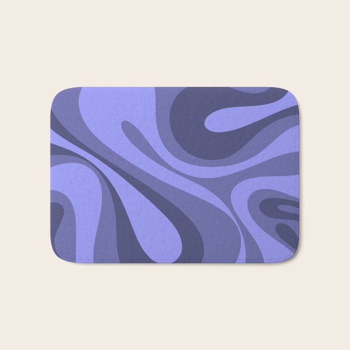Mod Swirl Retro Abstract Pattern in Periwinkle Purple Tones Bath Mat Gallery Image 1