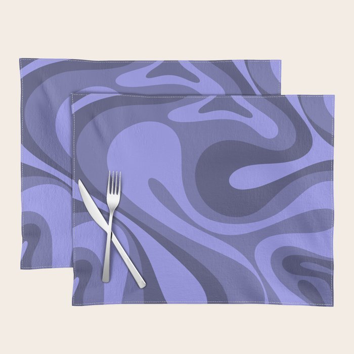 Mod Swirl Retro Abstract Pattern in Periwinkle Purple Tones Placemat Gallery Image 1