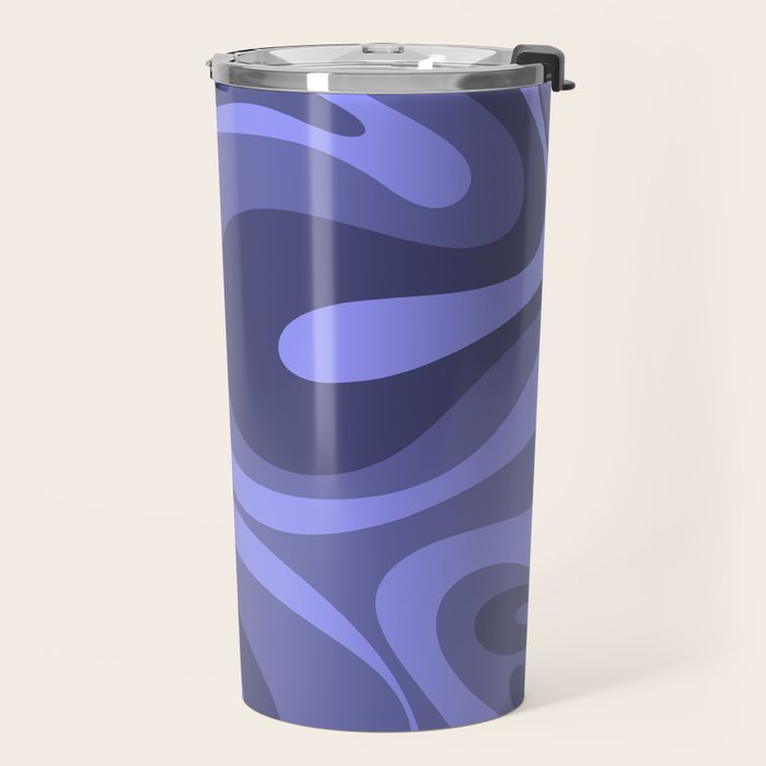Mod Swirl Retro Abstract Pattern in Periwinkle Purple Tones Travel Mug Gallery Image 2