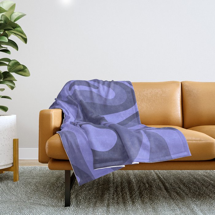 Mod Swirl Retro Abstract Pattern in Periwinkle Purple Tones Throw Blanket Gallery Image 1