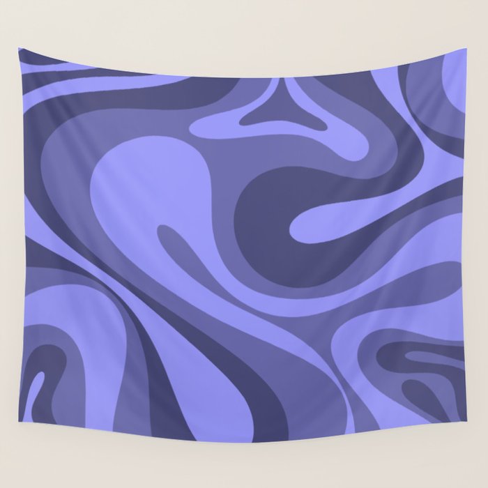 Mod Swirl Retro Abstract Pattern in Periwinkle Purple Tones Wall Tapestry Gallery Image 4