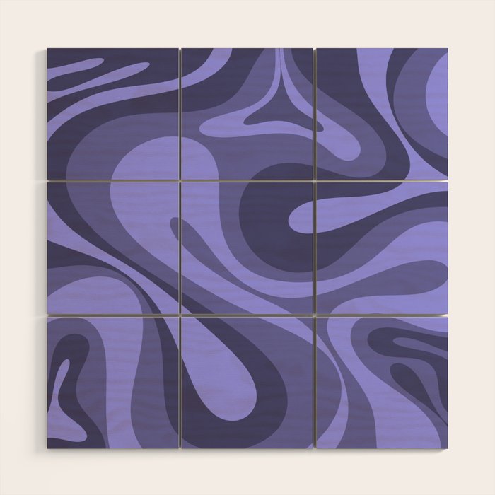 Mod Swirl Retro Abstract Pattern in Periwinkle Purple Tones Wood Wall Art Gallery Image 1